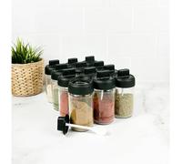 12 pezzi Contenitori per condimenti con cucchiaio Set di condimenti da 300 ml Set di condimenti in vetro alto Set di servizi per esposizione di contenitori per condimenti, Barattoli per spezie