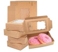 12 Pezzi Cookie Box Carta Kraft, 17.8 x 11 x 3.8cm Scatola Confezione Regalo Kraft con Finestra Trasparente, Scatole Cartone per Biscotti Marrone, per Dolci, Natale Biscotti, Pasticceria, Muffin