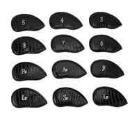 12 pezzi Coperture per ferri da golf, copricapo per mazze da golf, set di copricapo portatili in PU più morbidi al tatto, vestibilità, per tutte le marche, mazze da stiro, uomini