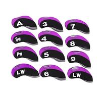 12 Pezzi Coperture Testa Mazzette da Golf, Set Protezioni Impermeabili in Neoprene Antigraffio con Numerazione Chiara, Accessorio da Golf per Esterni con Protezione Completa per Fe (Nero Viola)