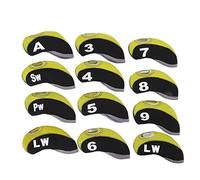 12 Pezzi Coperture Testa Mazzette da Golf, Set Protezioni Impermeabili in Neoprene Antigraffio con Numerazione Chiara, Accessorio da Golf per Esterni con Protezione Completa per Fe (Nero Giallo)