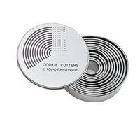 12 Pezzi Coppapasta Rotondo, Coppapasta Tondo, Set da Taglio per Biscotti, Stampo per Biscotti Fondente con Contenitore