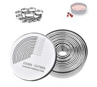 12 Pezzi Coppapasta Rotondo Tondi Acciaio Inox Tagliapasta Aperta Versatile Tondo Stampi per Torte Biscotti Formine e Ciambelle con una Scatola