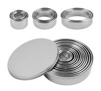 12 Pezzi Coppapasta Tondi, 2.4cm-11.2cm Coppapasta Rotondo Acciaio Inox Tagliapasta, Coppa Pasta Tondo, Tagliapasta Aperta Tondo con Contenitore per Muffin, Ciambelle, Biscotti, Torte, Decorazioni