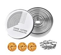12 Pezzi Coppapasta Tondi - Coppa Pasta di Acciaio, Formine per Biscotti, Coppa Pasta per Biscotti Ciambelle, Fondente