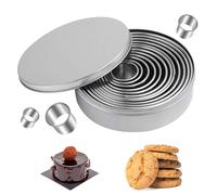 12 Pezzi Coppapasta Tondi in Acciaio Inox, Formine per Biscotti Rotondo con Scatola, Riutilizzabile Stampi per Biscotti in Acciaio Inossidabile per Torte, Biscotti e Ciambelle, Pasticcini e Glasse