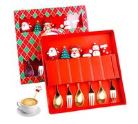 12 Pezzi Cucchiaini Da Caffè Di Natale, Set Di Stoviglie Natalizie, Cucchiai Natalizi, Cucchiaio Da Caffè In Acciaio Inox Per Decorazioni Da Tavola Per Feste Di Natale