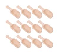 12 Pezzi Cucchiaino di Legno Mini per Sale e Polveri Uso Domestico | Beige, Forma Rotonda, Facile da Pulire, per Bagno, Tè e Piccole Dosi, Confezione Singola