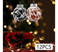12 pezzi da 2,4 pollici con motivo a mucca, palline di Natale