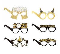 12 pezzi decorazione per feste di Capodanno 2025, occhiali per feste di Capodanno, 2025, con brillantini, colore nero, oro, carta 3D, occhiali per feste di compleanno per bambini, accessori di scena