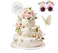 12 pezzi, decorazione per torta farfalle tridimensionali, cupcakes, ragazze, feste di compleanno (rosa)