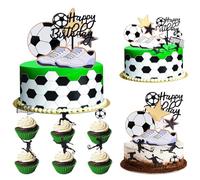 12 Pezzi Decorazione Torta Football, Cake Topper Compleanno Calcio, Decorazione per Torta da Calcio per Bambini, Feste A Tema Calcio Cake Topper, per scene a tema calcio, feste di compleanno