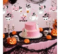 12 pezzi decorazioni halloween rosa spirali appesi fantasma boo spiritello riflessi soffitto per halloween baby shower compleanno feste party articoli omaggi