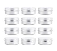 12 pezzi di 2 oz, 60 ml G barattolo latta campione, Argento Alluminio Antiscivolo Slide rotondo vuoti con Tight sigillato Twist Screwtop, piccola manopola per burrocacao Make Up Ombretto Polvere