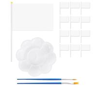 12 Pezzi Di Bandiera Bianca Sventolata A Mano, Set Da Pittura In 3 Pezzi, Bandiera Sventolata A Mano Con Asta, Mini Bandiera Sventolata A Mano, Materiale Per Bandiera Sventolata A Mano Fai Da Te