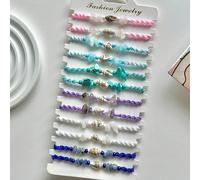 12 pezzi di braccialetti intrecciati con conchiglie e ciottoli colorati, braccialetti alla moda in stile marittimo unisex adatti per donne, feste in spiaggia, vacanze estive, un ottimo regalo Tagli Un