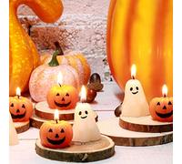 12 Pezzi di Candele a Forma di Zucca e Fantasma di Halloween Candele Profumate di Strega e Gatto Nero Candele Autunnali di Cera Fatte a Mano per Decorazioni di Casa (Fantasma, Zucca)