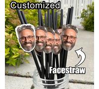 12 Pezzi di cannucce personalizzate con foto dei volti - foto ritagliate personalizzate, complete di cannucce e accessori per il fissaggio - divertente per addii al nubilato/celibato, compleanni, mult