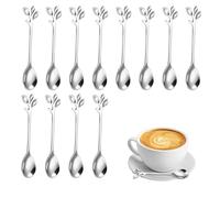 12 Pezzi di Cucchiaino da Caffè in Foglia di Acciaio Inossidabile, Cucchiaini da Caffè Particolari, Cucchiaio da Caffè con Design a Ramo, Cucchiaio per Mescolare per Tè Caffè Dessert(Argento)
