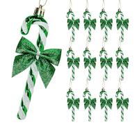 12 pezzi di decorazioni natalizie a forma di bastoncino di zucchero, fiocchi glitterati da 14 cm per decorare l'albero di Natale, per festività, feste, decorazioni per la casa (verde)
