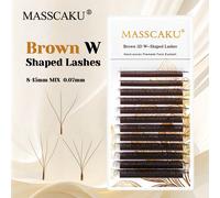 12 pezzi di estensioni ciglie 3D/4D/5D a forma di W, a forma di D, spessore 0,07 mm, lunghezza mista da 8 a 15 mm, ciuffetti di ciglie a forma di W, in finta pelliccia di visone morbida, ciglie singol