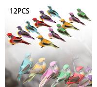 12 pezzi di figurine di uccelli artificiali da giardino, decorazioni per alberi