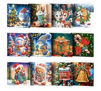 12 pezzi di forma speciale Babbo Natale Babbo Natale Card Rhinestone Card Kit Gifts for Family Friends and Lover (HKDZ42)