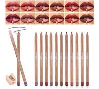 12 Pezzi Di Lip Liner Combo, Plump Nude forma delle labbra, Matita Rossetto Matte Lip Liner Set, Penna per Labbra Impermeabile, Non Scololorisce e Non Sbava, A Lunga Tenuta, per Contornare le Labbra