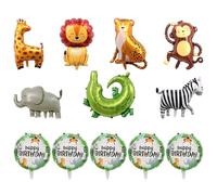 12 Pezzi Di Palloncini Con Animali Della Giungla, Palloncini Con Pellicola Di Alluminio Con Animali Simulati, Palloncini Di Compleanno, Decorazione Di Festa Nella Giungla