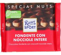 12 pezzi di ritter sport fondente nocciole intere gr.100