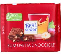 12 pezzi di ritter sport rum uvetta nocciole gr.100