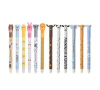 12 pezzi di simpatiche penne a gel con cavalletto a forma di animali, punta da 0,5 mm, lavabili ed erasibili, colori pastello con disegni divertenti - ideali per l'ufficio e la cancelleria, forniture