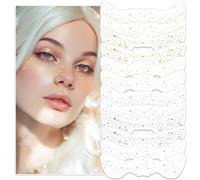 12 pezzi di tatuaggi per il viso con lentiggini, oro e argento, impermeabili, glitter per donne, accessori per il trucco temporaneo (tre volte oro e tre volte argento)