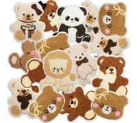 12 pezzi di toppe ricamate a forma di orsetto teddy con stile casuale e nastro adesivo - toppe decorative ricamate a forma di animali carini, adatte per vestiti, cappelli, borse, jeans, camicie - topp