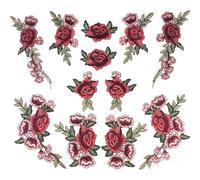12 pezzi di toppe termoadesive a forma di fiore, applique di fiori ricamati con rosa rossa elegante peonia cucire sulle toppe colletto fai da te busto vestito borsa scarpe