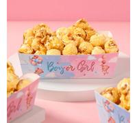 12 Pezzi di vassoio di carta monouso per annuncio del sesso del bambino, vassoi per spuntino in blu e rosa, contenitori di cibo monouso, forniture per festa di gender reveal, vassoi per patatine fritt