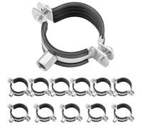 12 pezzi Fascette stringitubo a vite, morsetto per tubi, staffe per tubi con rivestimenti, 50 mm, in metallo, per bagni, cucine, scantinati, spazi residenziali, spazi commerciali