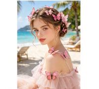 12 pezzi Fermagli per capelli a farfalla fai-da-te multiuso, possono essere indossati sulla testa, sui capelli intrecciati e come decorazione per il corpo, stile fiabesco con stampa a farfalla e forma
