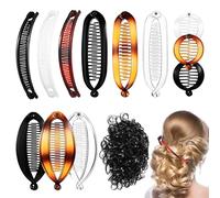12 Pezzi Fermaglio di Capelli Retrò a Banana Flessibili Set, Clip a Pettine a Coda di Pesce Classico in Plastica con 100 Elastici, Francese Pettini a Doppia Banana Clip per Ragazze Signore