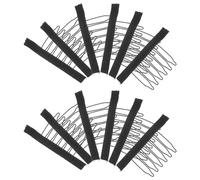 12 Pezzi Fermaglio per Parrucca a Rete, 6 Denti, Acciaio Inox Nero | Parrucca e Posticcio, Cucibile e Stabile, Uso in Salone, Accessorio Elegante per Signora