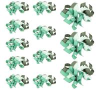 12 Pezzi Fiocchi a Nastro Ondulati Autoadesivi Verde Chiaro | Poliestere, Struttura Ondulata Texture Chiara, Decorazione Elegante per Allestimenti e Regali da Sposa