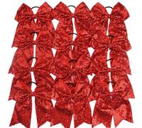 12 pezzi fiocchi for capelli con paillettes glitterate scintillanti for ragazze grandi da cheerleader elastici for Per Cheerleaders(Red)