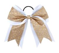 12 pezzi Fiocco for capelli da cheerleader for ragazze Nastro glitterato Fiocchi for donna Elastico for coda di cavallo(Champagne)