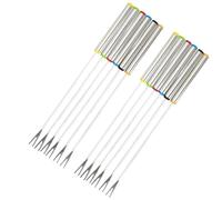 12 Pezzi Forchette Fonduta in Acciaio Inox 24cm | Chocolate Fondue, Formaggio e Marshmallow, Manico Termoisolante, Set da 2 per Picnic e Festa Colore Casuale