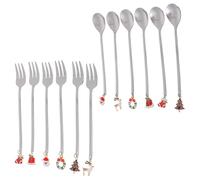 12 Pezzi Forchettine Natalizie in Acciaio Inox, Manico | Finitura Argento Elegante, Superficie Liscia e Portatile, Set Pronto da Regalare per Hotel, Ristorante