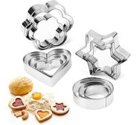 12 Pezzi Formine per Biscotti, stampi per biscotti in acciaio inox, Mini formine Metallo, a forma di cuore, stella, fiore, rotondo, per Creare Biscotti, Tortine, Pasticcini e Glasse