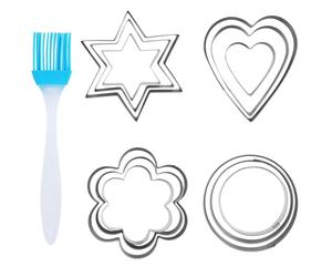 12 pezzi formine per biscotti, stampini per biscotti, tagliabiscotti, includere cuore, stella, cerchio, fiore, con pennello in silicone blu, per fondente, argilla, artigianato, torte