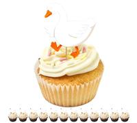 12 pezzi Goose Party Cupcake Toppers Decorazioni di compleanno, Tema oca bianca Anatra Decorazione Cartone di qualità per bambini Ragazze e ragazzi Compleanni Baby Shower Forniture