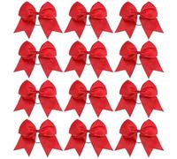 12 pezzi grandi fiocchi da cheerleader elastici fatti a mano for la scuola, l'università, le ragazze, gli adolescenti, i cappelli, accessori for capelli Per Cheerleaders(Red)