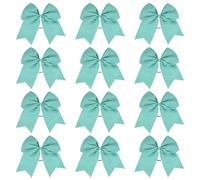 12 pezzi grandi fiocchi da cheerleader elastici fatti a mano for la scuola, l'università, le ragazze, gli adolescenti, i cappelli, accessori for capelli Per Cheerleader(Light green)